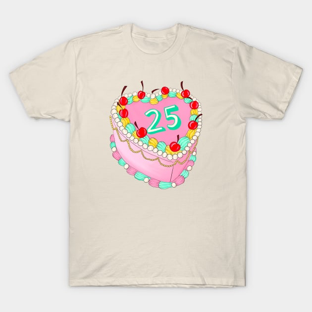 25th Birthday cake T-Shirt by Poppy and Mabel